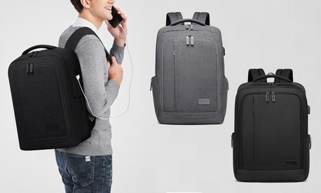 Kono Rucksack mit mehreren Fächern und USB-Anschluss: Schwarz