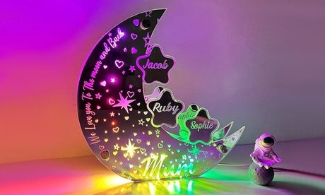 2x LED Mond-Nachtlicht mit Namen und personalisierbaren Text-Elementen (zzgl. Versandkosten)