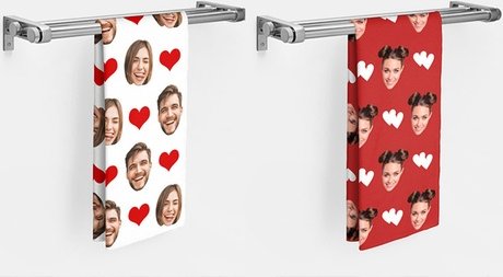1x Handtuch 35 x 70 cm mit Porträt-Foto auf Muster oder Portrait-Foto und Name nach Wahl