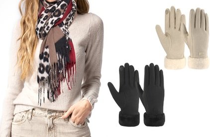 Set: Handschuhe in Beige