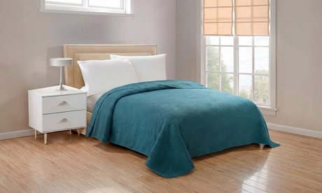 Tagesdecke für Doppelbett „Stone Washed“: Petrol