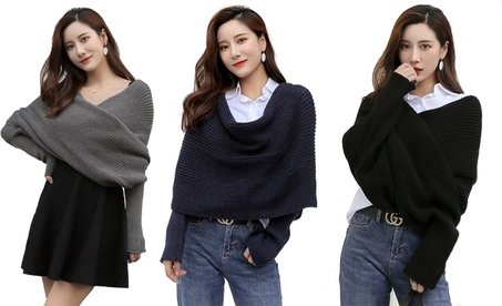 Schal mit integrierten Ärmeln: 2 / Grau und Navy