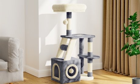 Mehrschichtiger Katzen-Kratzbaum: Hellgrau-Beige