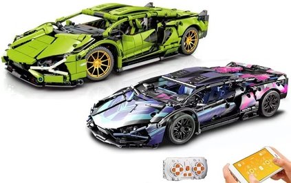 Baustein-Set für einen futuristischen Cyberpunk-Sportwagen: Multicolor