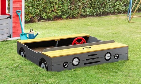 Home Deluxe Sandkasten aus Holz KIDDY in Hellgrau