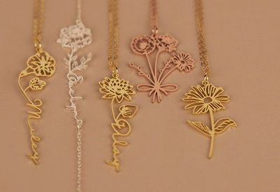 2x Personalisierbare Halskette mit Geburtsblume (Versandkosten nicht inklusive)