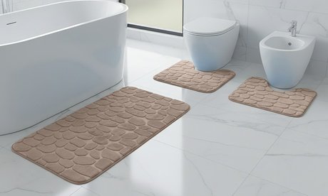 3er-Set Memory-Schaum-Badematten: Taubengrau