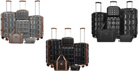 Reisegepäck-Set: 13 + 20 + 24 + 28-Zoll-Koffer & Reisetaschen-Set / Grau-Braun