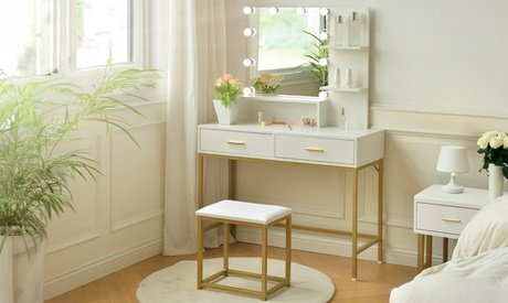 Home Deluxe Schminktisch „Kasia“ mit Spiegel und LED-Beleuchtung