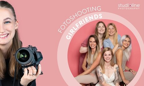 Inkl. 2 Bildern als Datei und Abzug: 60 Min. Girlfriends-Fotoshooting-Erlebnis + studioline Photography-Goldcard