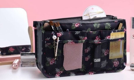 Handtaschen-Organizer mit Flamingo-Aufdruck: Schwarz