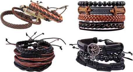 4er-Set Herren-Armbänder: Baum / 1