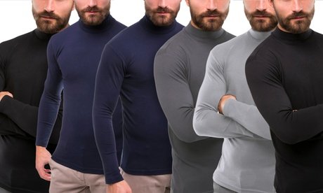 5er-Pack warmes Herren-Langarmshirt mit Halbkragen & Fleece-Innenseite: Xl/XXL