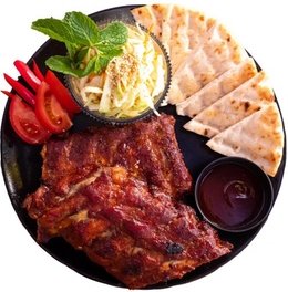 Spareribs oder Lachssteak mit Getränk für 2 Personen