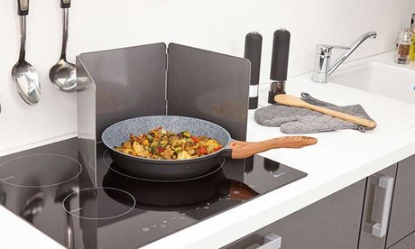 Edelstahl-Spritzschutz mit 3 klappbaren Klappen: 1