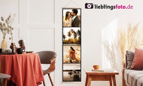 40 x 160 cm: Foto-Collage auf Textil-Wandkarte mit Aufhänger in Natur oder Schwarz (Versandkosten nicht inkl.)