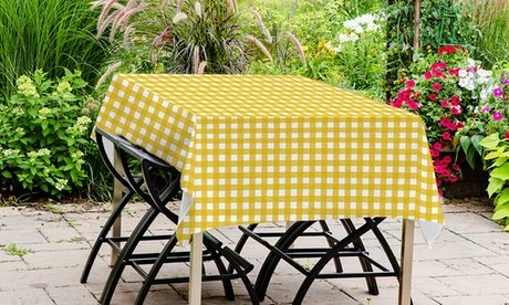 Tischdecke: Kariert hellgrau / 140 x 300 cm