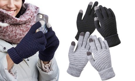 Damen-Touchscreen-Handschuhe: 2 / Schwarz + Grau