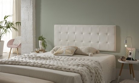 Gepolstertes Kopfteil: Kunstleder / Weiß / 160 cm