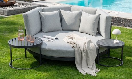 Set: Home Deluxe Gartenliege FLORIDA mit 2 Beistelltischen