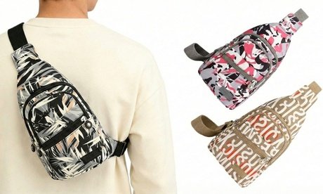 Bedruckte Diagonal-Umhängetasche: Braun