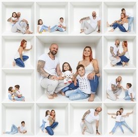 Familien-Fotoshooting als 13er-Kasten-Collage inkl. Abzug 30 x 30 cm und 1 Digitalbild