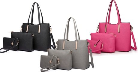 3-teilige Handtasche: Grau