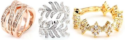 Ringe mit Swarovski®-Kristallen: Crossover-Ring / Roségold / Groß