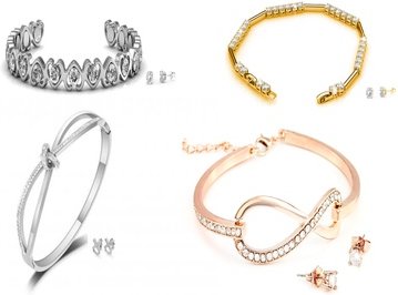 Armreif- und Ohrring-Sets: Unendlichkeit / Roségold