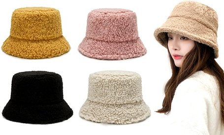 Fleece-Bucket-Hat: Weiß