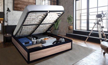 Boston: Bettgestell / 140 x 190 / Dunkles Holz