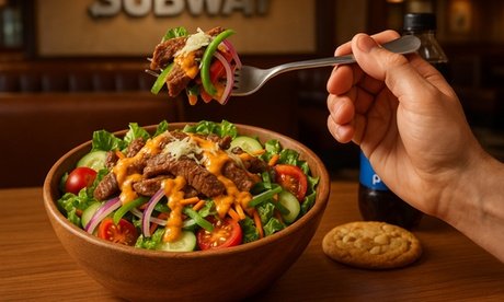 Für 2 Personen: Salat nach Wahl + Getränk (0 5l) + Nachtisch oder Beilage