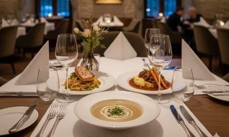 Exklusives 3-Gänge-Menü für 2 Personen (Fleisch Fisch oder Vegetarisch)