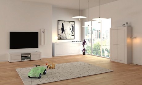 Möbel: Sideboard mit 4 Türen (200 x 40 x 83 5 cm) / Eiche natur