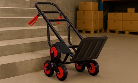 Klappbarer Transport-Trolley mit 6 Rädern: Schwarz-Rot