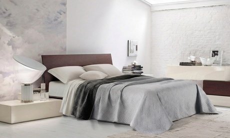 Gesteppte Überwurfdecke: Einzelbett / Hellblau-Blau