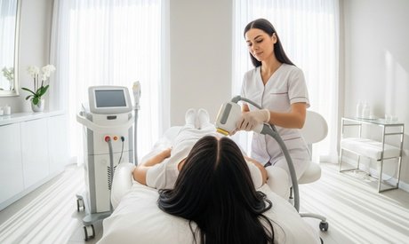 An 2 großen Zonen nach Wahl: Haarentfernung mit dem Alexandrit-Laser