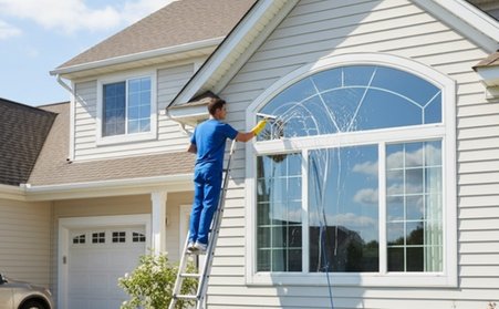 Für 20 große Fenster (über 120x100 cm): Fensterreinigung innen und außen inkl. Anfahrt und Material