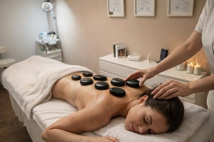 60 Min. Hot-Stone-Ganzkörpermassage (nur für Damen)