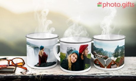 1x Emaille-Tasse mit Retro-Design und eigenem Foto (Versandkosten nicht inklusive)