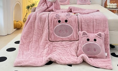 2-in-1 Kissen-Decke: Blau / S