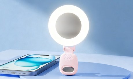 Tragbare Selfie-Lampe mit 3-Licht-Modi & 180° Drehung: Rosa