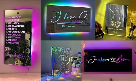 2x LED-Neon-Spiegel mit Namen (Versandkosten nicht inklusive)