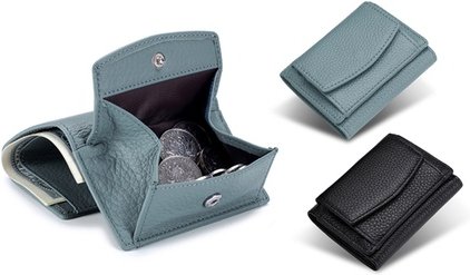 Kleine Damen-Echtleder-Börse mit RFID-Schutz: 1 / Petrol-Blau