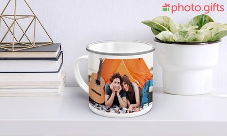 1x Emaille-Tasse mit Retro-Design und eigenem Foto (Versandkosten nicht inklusive)