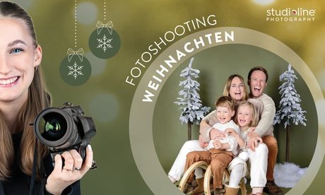 Inkl. 3 Bilder als Datei und Abzug: 60 Min. Christmas-Special-Fotoshooting-Erlebnis + studioline Photography-Goldcard