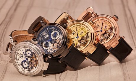 Thumbnail - Heritor Automatic Ganzi Semi-Skelett-Armbanduhr: Silber-Schwarz