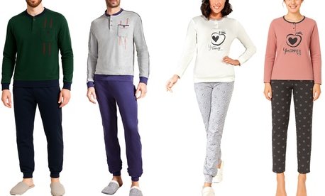 Nottingham Winterpyjama: Herren-Winterpyjama / Grau Melange / XL