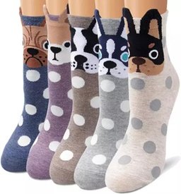 Damen-Socken mit Hundemotiv: 1 (Farbe zufällig)