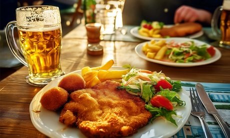 Für 2 Personen: RATAGS Schnitzel oder Steak mit Würzfleisch & Bier vom Fass 0 5 l